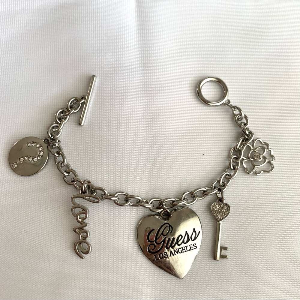 Guess silver charm bracelet heart/